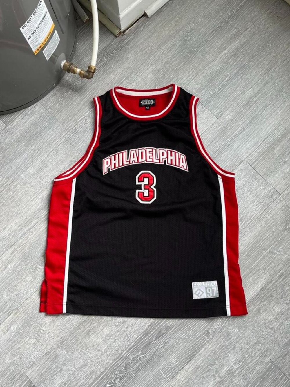 Black / Red / White Exco Y2K “Philadelphia”  (3) Emrboidered Basketball Jersey